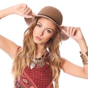 Step Out in Style Pecan Colored Bohemian Wool Floppy Hat with Braided Suede Tr…